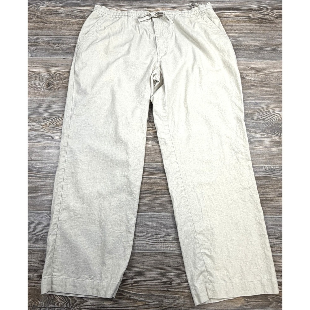 Cubavera Pants Mens L Beige Linen Blend Resort Beach Casual Trousers 38x29